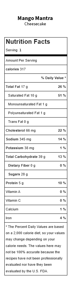 Mango Mantra Nutrition Facts
